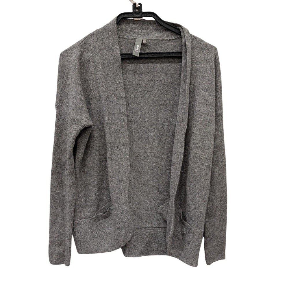 SIAE Cashmere Women's Gray Open Front Cardigan Sweater Pockets- Medium